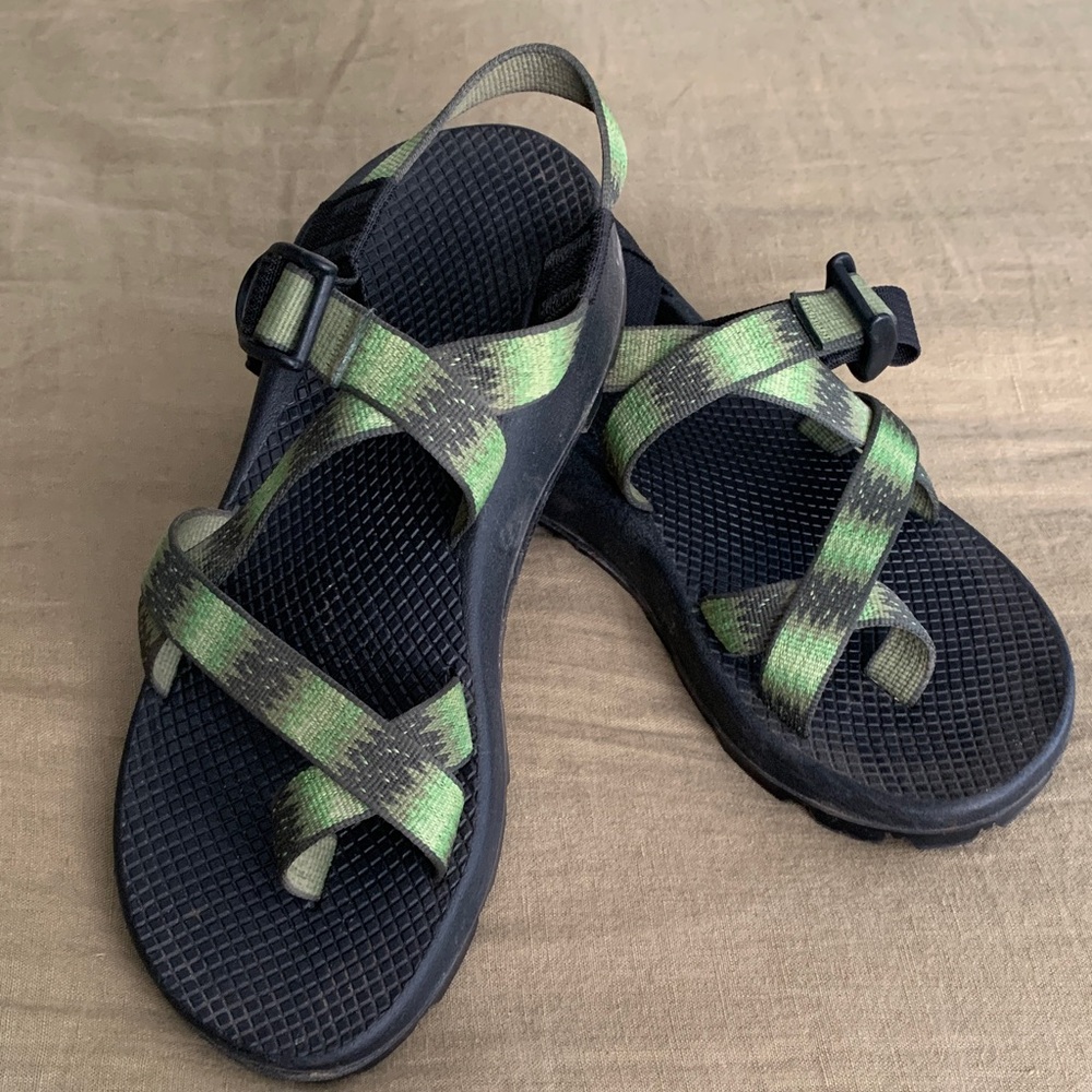 Chaco Black and Green Strappy Sandals
